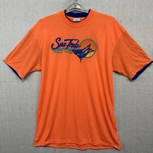 Vintage Sea Trek Royal Caribbean Tshirt Puffy Words Neon Orange One Size Fit All
